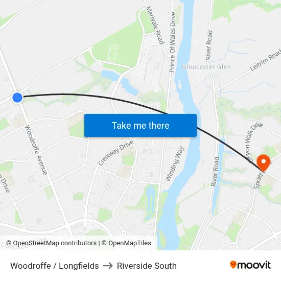 Woodroffe / Longfields to Riverside South map