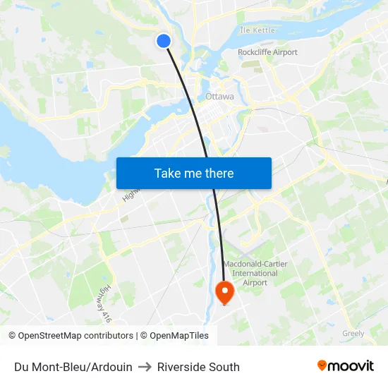 Du Mont-Bleu/Ardouin to Riverside South map