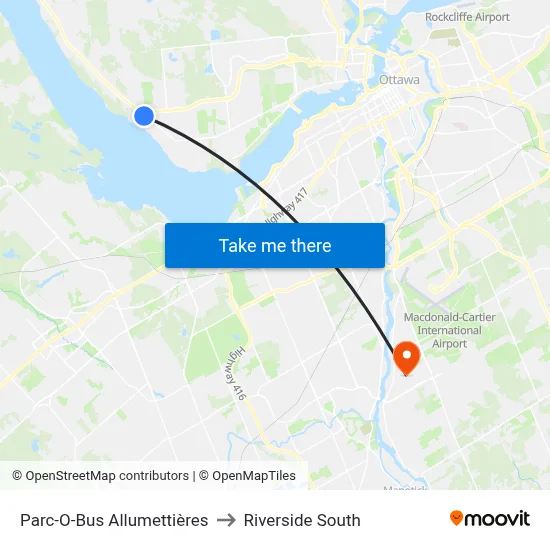 Parc-O-Bus Allumettières to Riverside South map