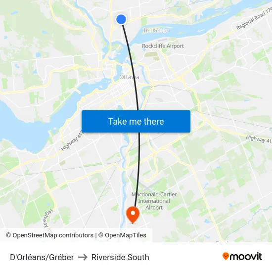D'Orléans/Gréber to Riverside South map