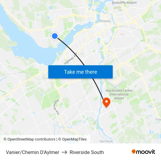 Vanier/Chemin D'Aylmer to Riverside South map