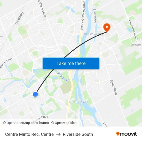 Centre Minto Rec. Centre to Riverside South map