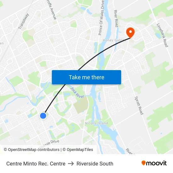 Centre Minto Rec. Centre to Riverside South map