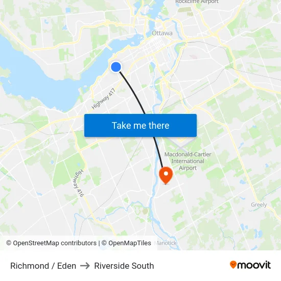 Richmond / Eden to Riverside South map