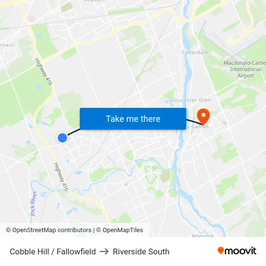 Cobble Hill / Fallowfield to Riverside South map