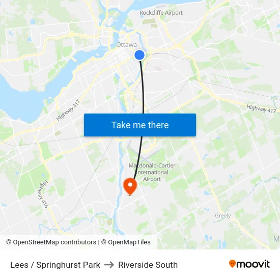 Lees / Springhurst Park to Riverside South map
