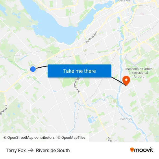 Terry Fox to Riverside South map