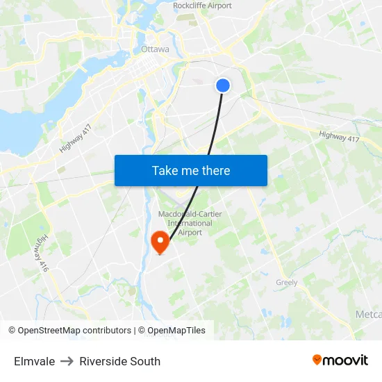 Elmvale to Riverside South map