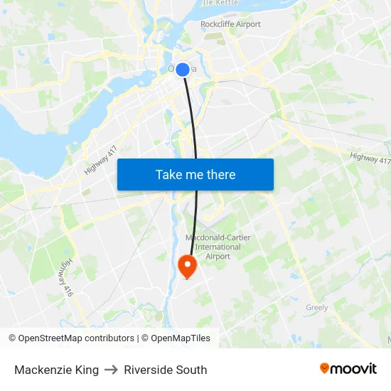 Mackenzie King to Riverside South map