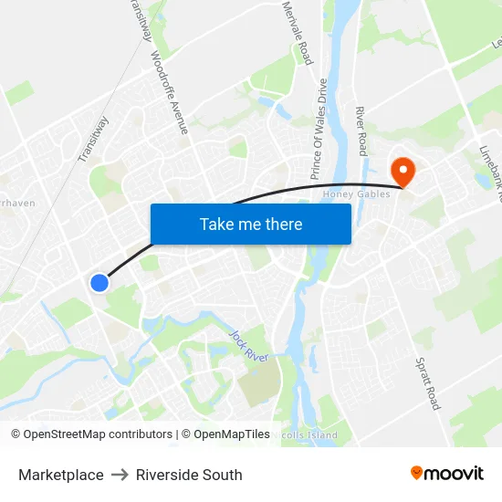 Marketplace to Riverside South map