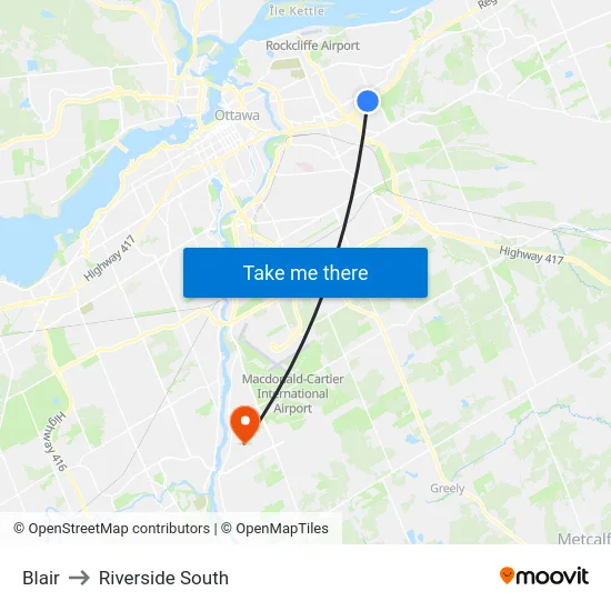 Blair to Riverside South map