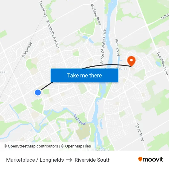Marketplace / Longfields to Riverside South map