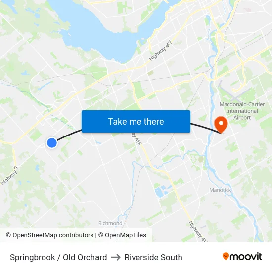 Springbrook / Old Orchard to Riverside South map