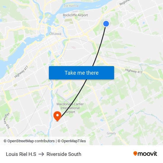 Louis Riel H.S to Riverside South map