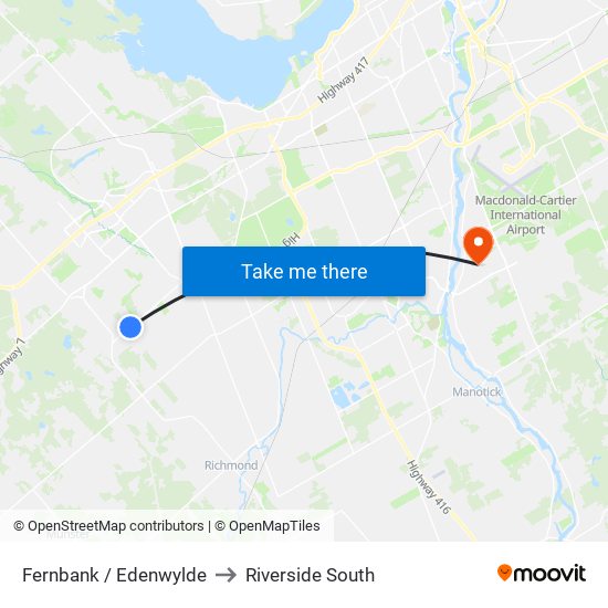 Fernbank / Edenwylde to Riverside South map