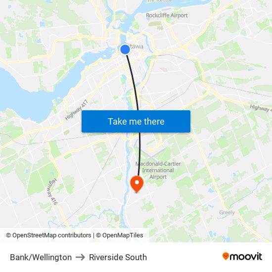 Bank/Wellington to Riverside South map