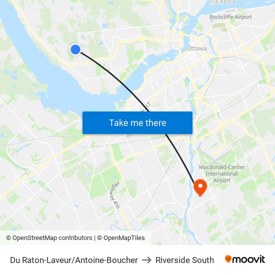 Du Raton-Laveur/Antoine-Boucher to Riverside South map