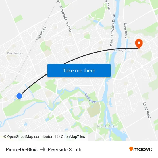 Pierre-De-Blois to Riverside South map