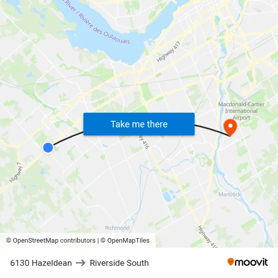 6130 Hazeldean to Riverside South map