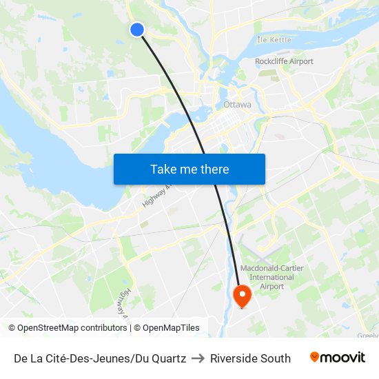De La Cité-Des-Jeunes/Du Quartz to Riverside South map