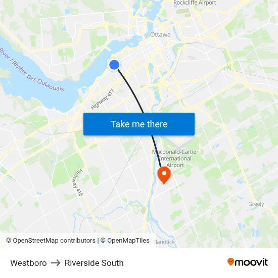 Westboro to Riverside South map
