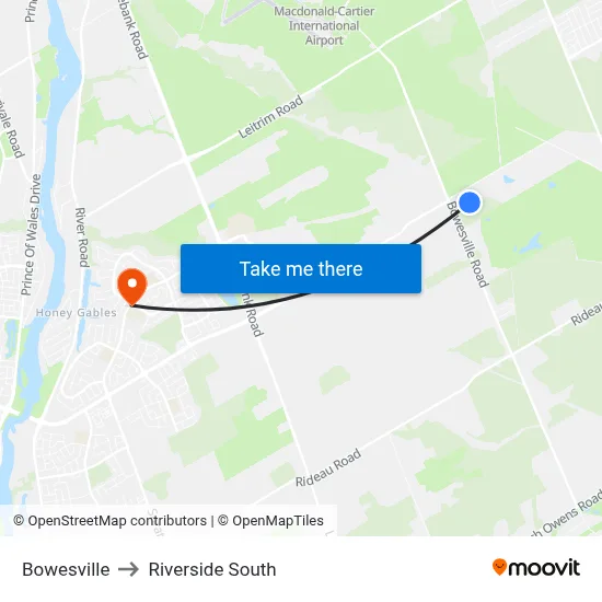 Bowesville to Riverside South map