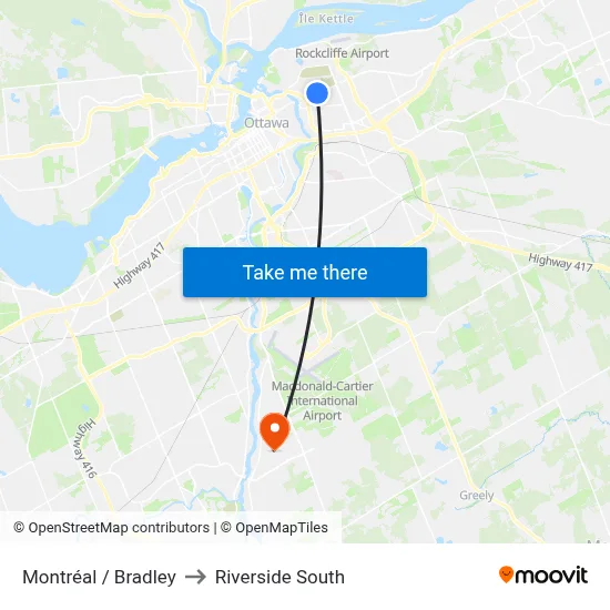 Montréal / Bradley to Riverside South map