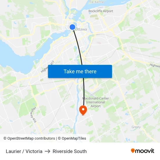 Laurier / Victoria to Riverside South map