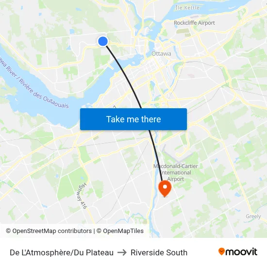 De L'Atmosphère/Du Plateau to Riverside South map
