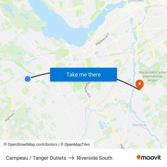 Campeau / Tanger Outlets to Riverside South map