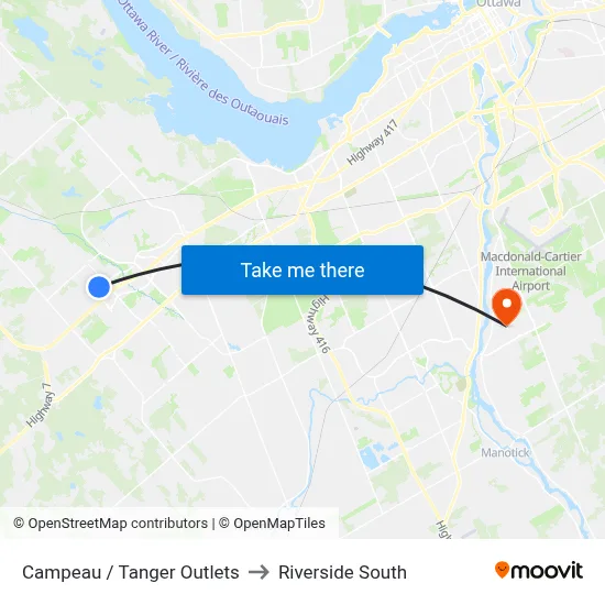 Campeau / Tanger Outlets to Riverside South map