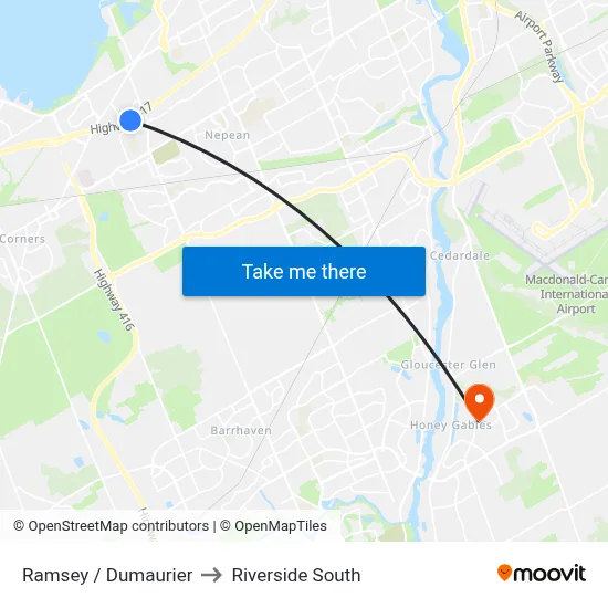 Ramsey / Dumaurier to Riverside South map