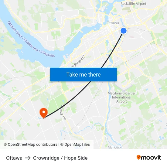 Ottawa to Crownridge / Hope Side map