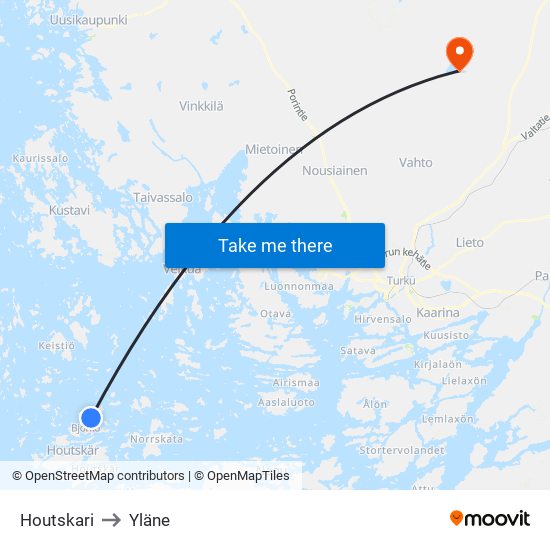 Houtskari to Yläne map