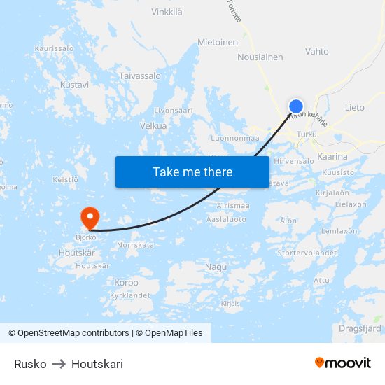 Rusko to Houtskari map