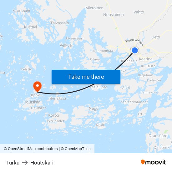 Turku to Houtskari map