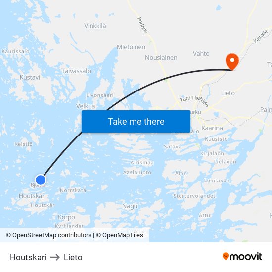 Houtskari to Lieto map