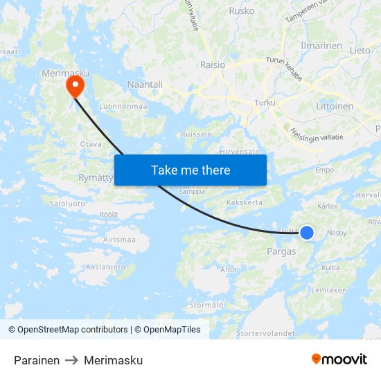 Parainen to Merimasku map