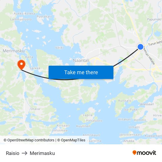 Raisio to Merimasku map