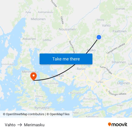 Vahto to Merimasku map