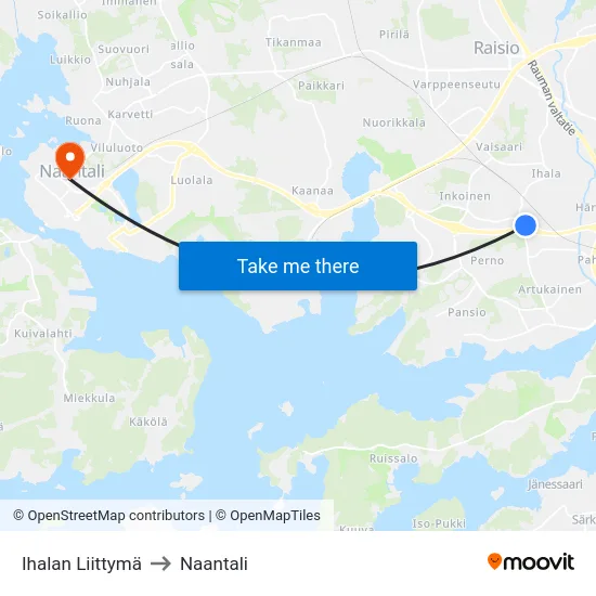Ihalan Liittymä to Naantali map