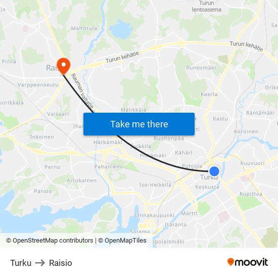 Turku to Turku map