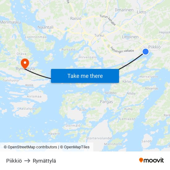 Piikkiö to Rymättylä map