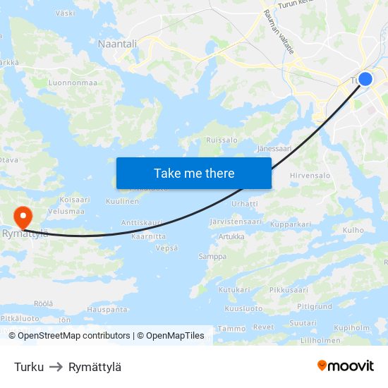 Turku to Rymättylä map