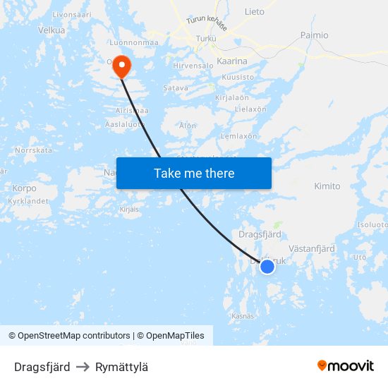 Dragsfjärd to Rymättylä map