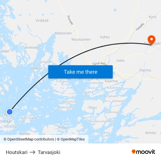 Houtskari to Tarvasjoki map