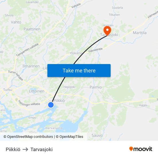Piikkiö to Tarvasjoki map