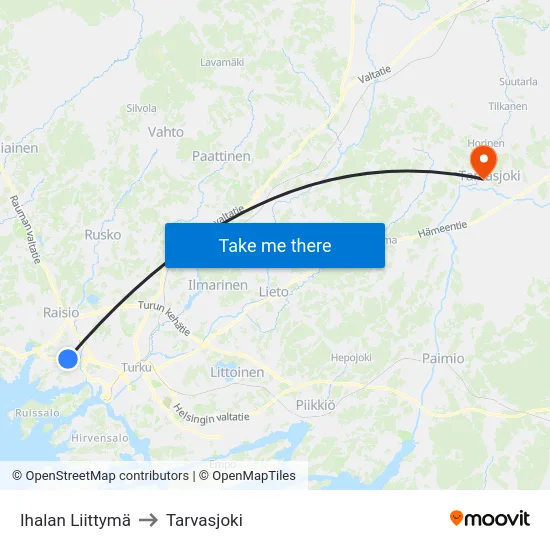 Ihalan Liittymä to Tarvasjoki map