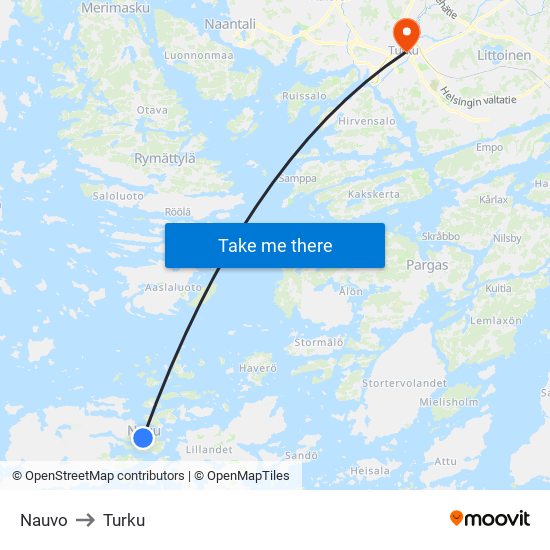 Nauvo to Turku map