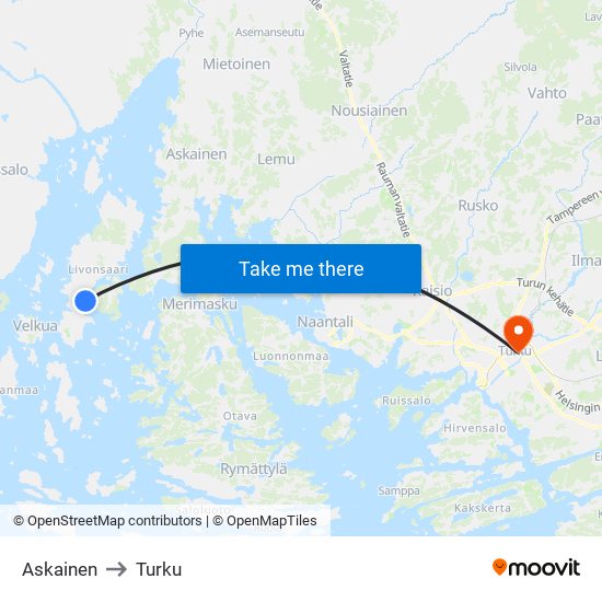 Askainen to Turku map